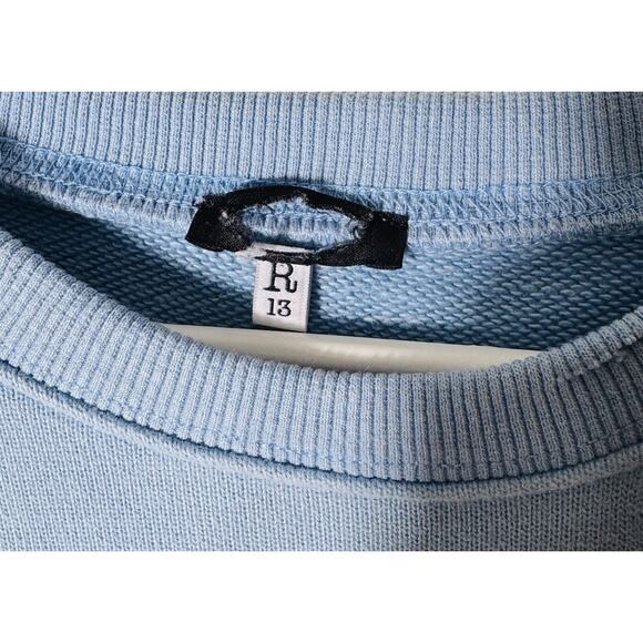 R13 Elvis Blue Oversized Crewneck Sweatshirt Japanese Fabrics M Distressed RARE - Picture 4 of 5